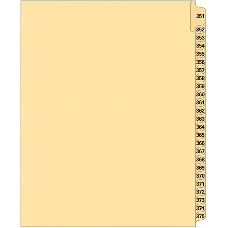 Supreme Litigation Tabs 25th Cut Numeric Set 11" Buff #351-375