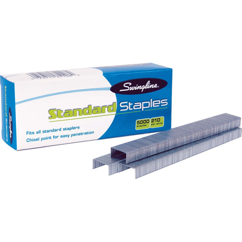 Swingline Standard Staples - 210 Per Strip - Standard - 1/4" Leg - for Paper - Chisel Point - Silver5000 / Box
