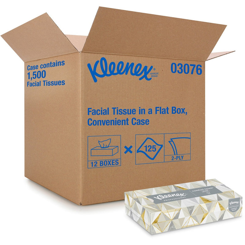Kleenex Facial Tissue - 2 Ply - 8.4" x 8.4" - White - Soft, Absorbent - For Healthcare - 125 Quantity Per Box - 1500 / Carton