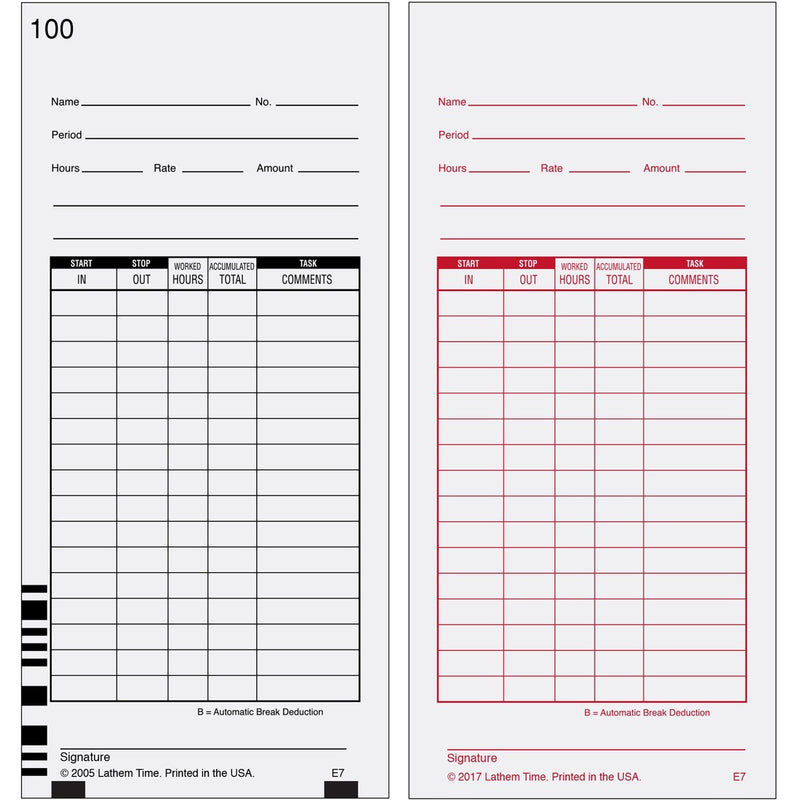 Lathem E7 - Timecards (Box of 1000)