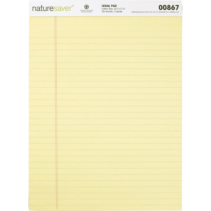 Nature Saver 100% Recycled Canary Legal Ruled Pads