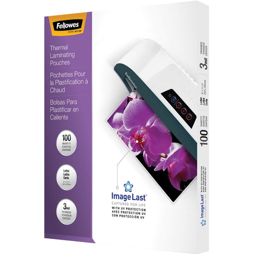 Fellowes Thermal Laminating Pouches - ImageLast&trade;, Jam Free, Letter, 3 mil, 100 pack - The Supply Room