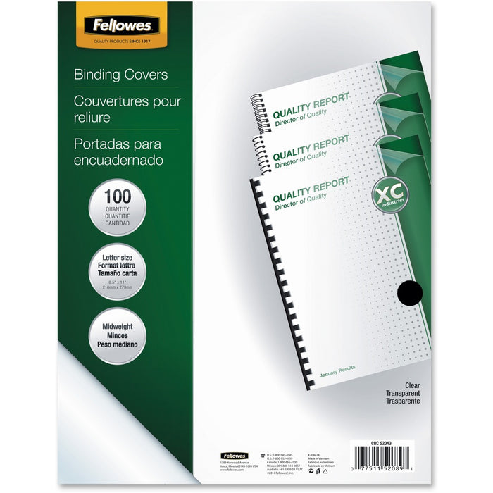 Fellowes Crystals Clear PVC Covers