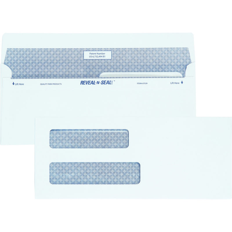 Quality Park Reveal-n-Seal Double Window Envelopes
