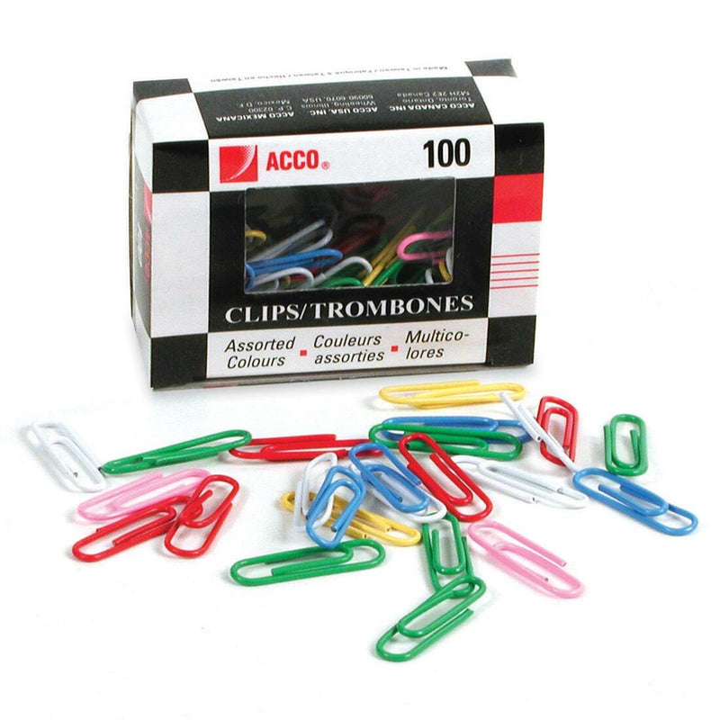 Acco Vinyl Coated Colour Paper Clip - #1, Standard