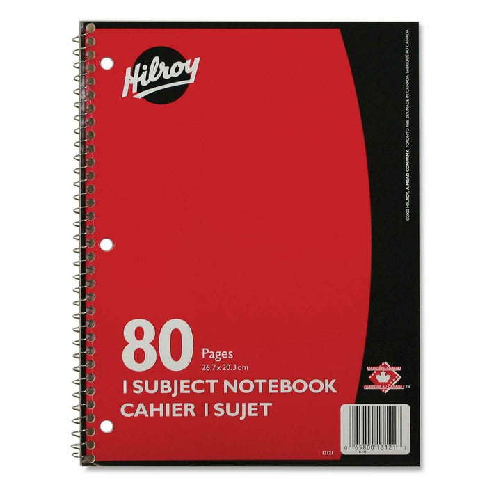 Hilroy Executive Coil One Subject Notebook - 80 Sheets - Wire Bound - 8" x 10 1/2" - Assorted Paper