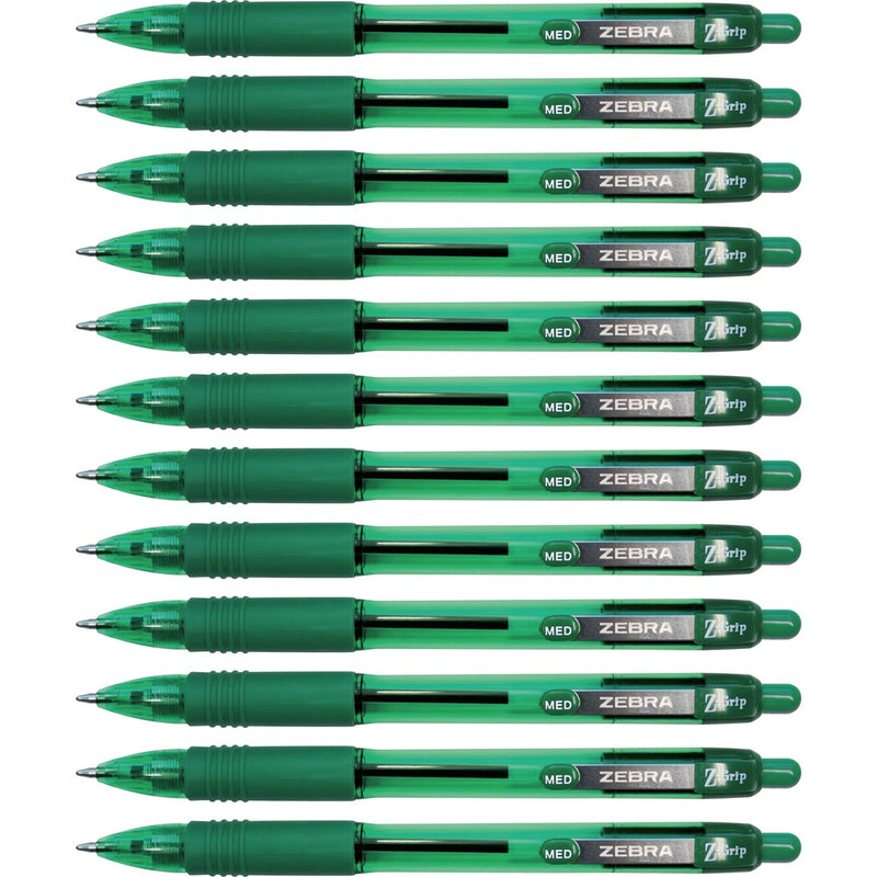 Zebra Pen Z-Grip Ballpoint Pen - 1 mm Pen Point Size - Retractable - Green - 1 pcs