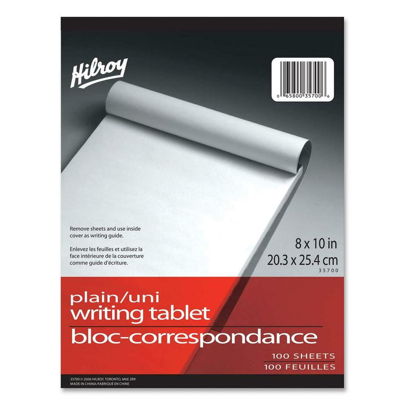 Hilroy Social Stationery Writing Tablets Notebook - 100 Sheets - Plain - 8" x 10"