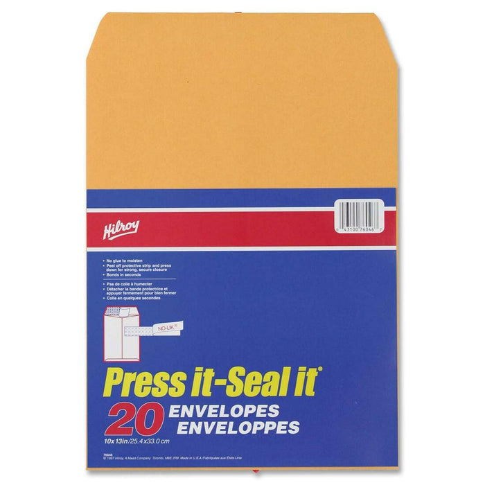 Hilroy Press-It Seal-It Kraft Adhesive Envelopes