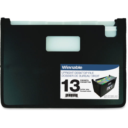 Winnable Expanding Desktop File - Letter - 8 1/2" x 11" Sheet Size - 13 Pocket(s) - Poly - Black - 1 Each - The Supply Room