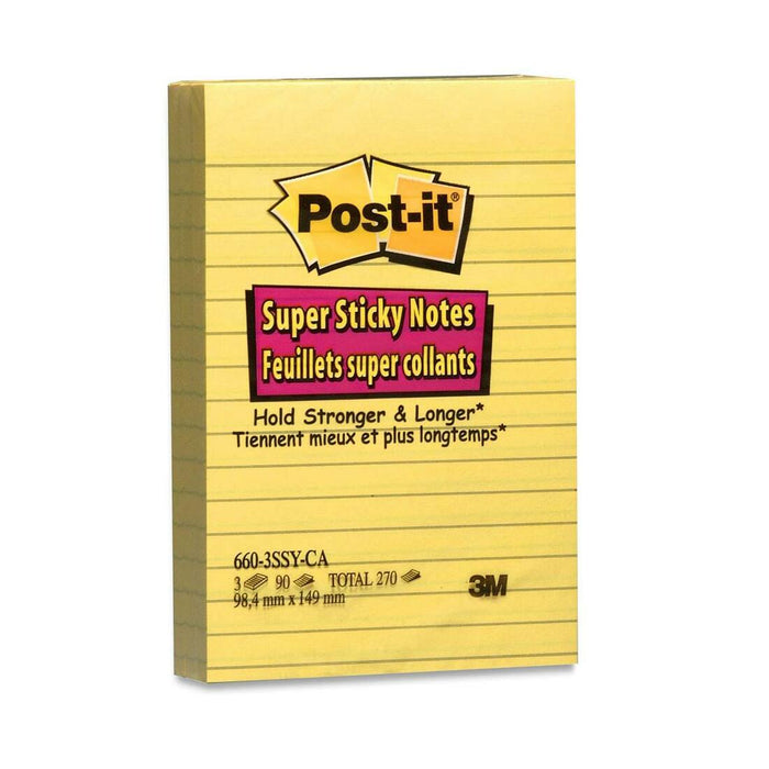 Post-it&reg; Super Sticky Ruled Adhesive Notes