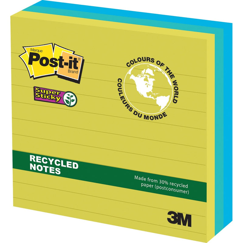 Post-it&reg; Super Sticky Lined Tropical Notes