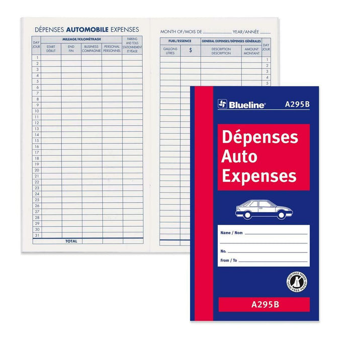 Blueline Bilingual Auto Expense Log Book