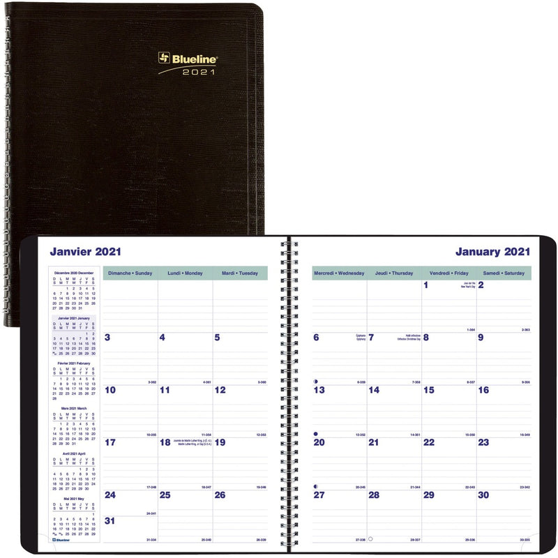 Blueline Wirebound Monthly Planner