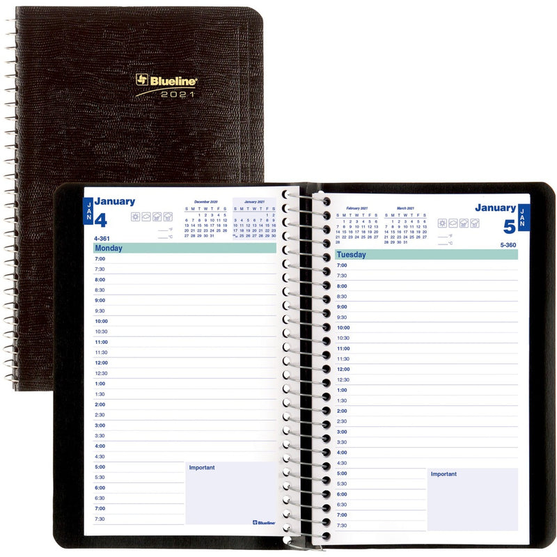 Blueline Wirebound Daily Appointment Planner