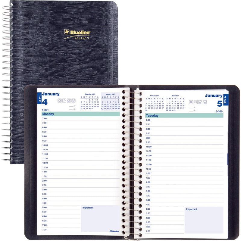 Blueline Wirebound Daily Appointment Planner