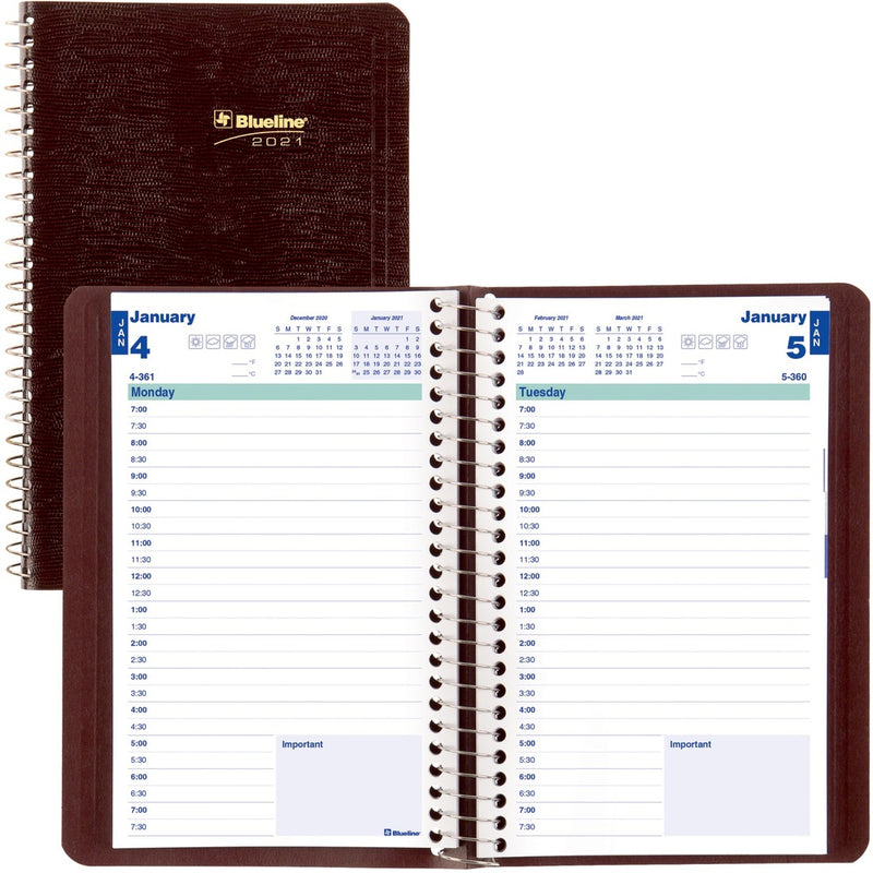 Blueline Wirebound Daily Appointment Planner