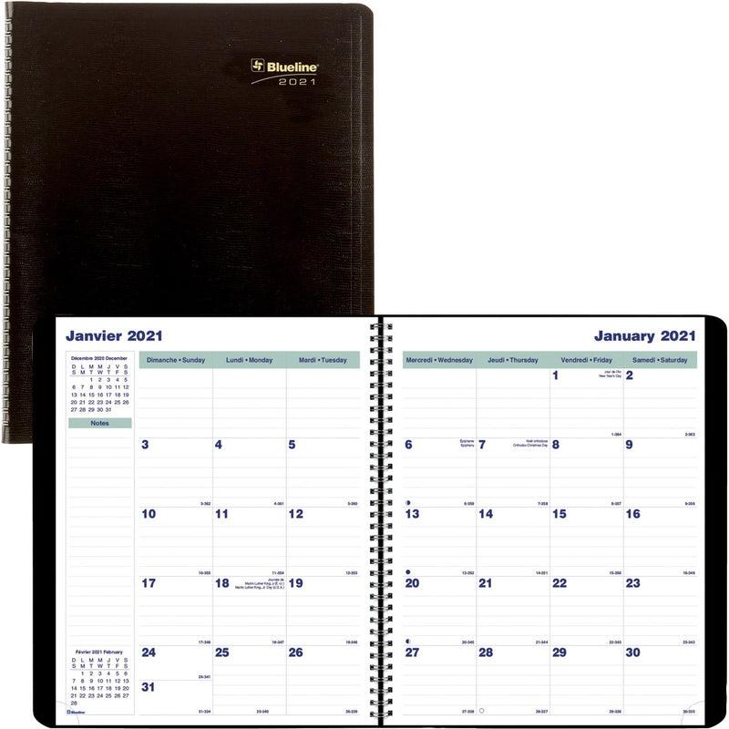 Blueline Wirebound Monthly Planner