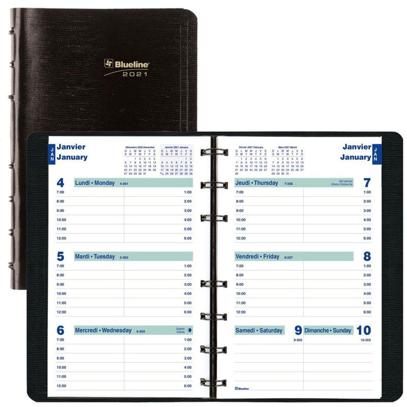 Blueline Wirebound Hourly Appointment Planner