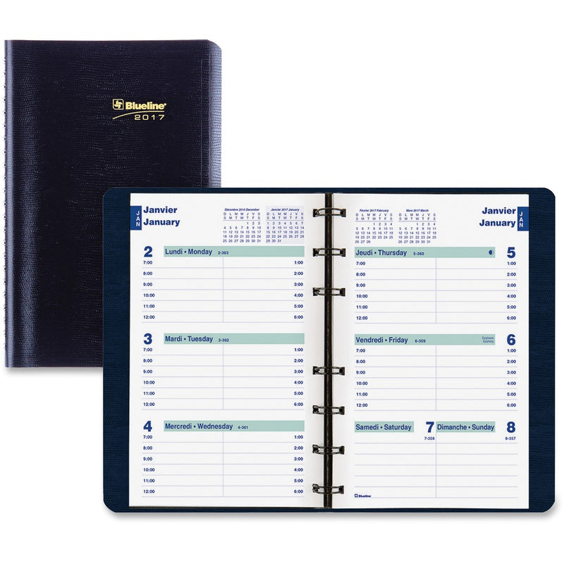 Blueline Wirebound Hourly Appointment Planner