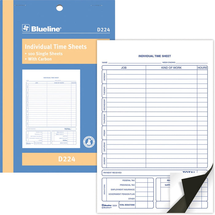 Blueline Bilingual Time Sheet