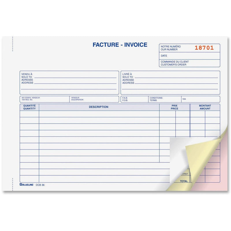Blueline Bilingual Invoice Book