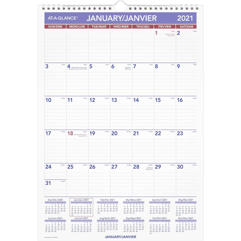 At-A-Glance Ruled Daily Blocks Monthly Wall Calendar
