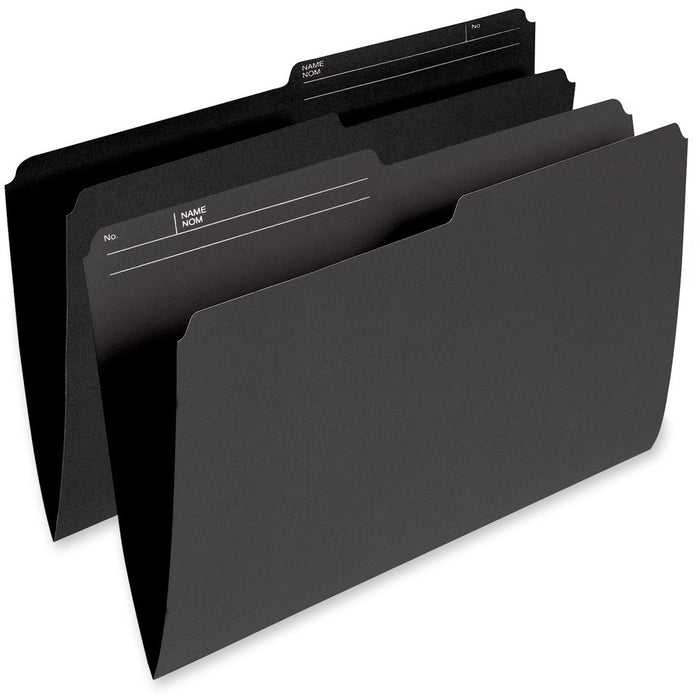Pendaflex Single Top Vertical Colored File Folder - Legal - 8 1/2" x 14" Sheet Size - 1/2 Tab Cut - 10.5 pt. Folder Thickness - Black - Recycled - 100 / Box