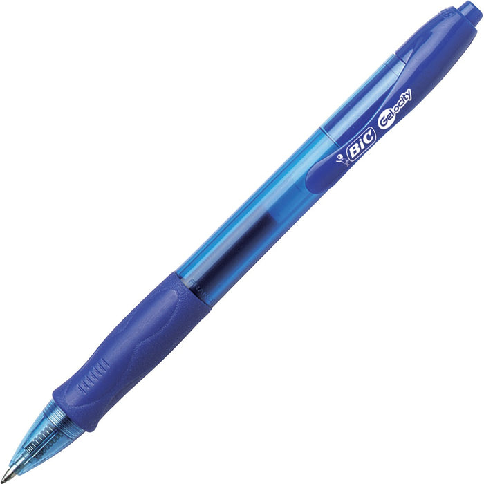 BIC Gel-ocity Gel Retractable Pen - Medium Pen Point - 0.7 mm Pen Point Size - Retractable - BLUE Gel-based Ink 12/dz