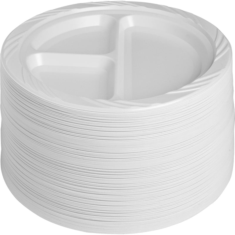 Genuine Joe 3-section Plastic Plates - The Supply Room