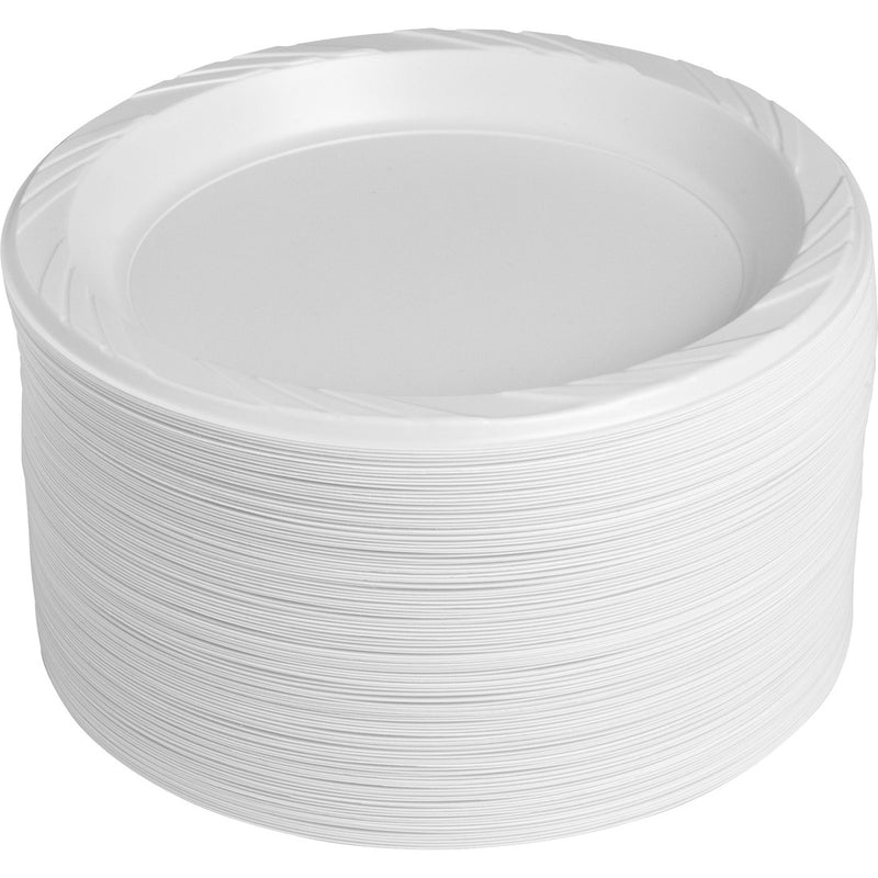 Genuine Joe Reusable Plastic White Plates