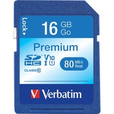 Verbatim 16GB Premium SDHC Memory Card, UHS-I V10 U1 Class 10