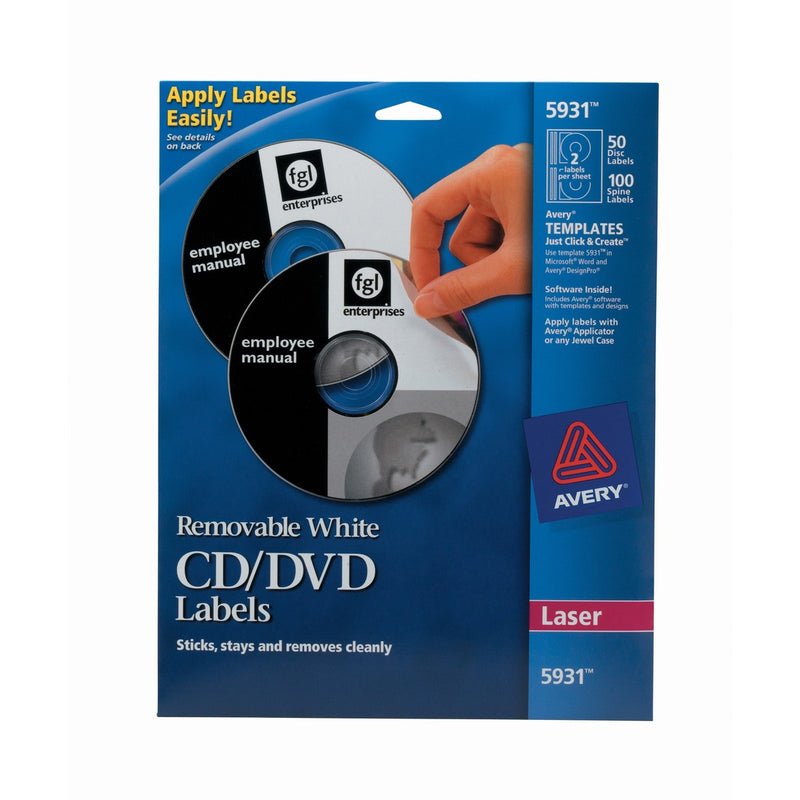 Avery&reg; 5931 Laser Labels Shuttered Jewel Case Inserts With Software for CD/DVD