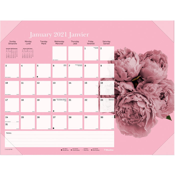 Blueline Pink Ribbon Collection Desk Pad Calendar