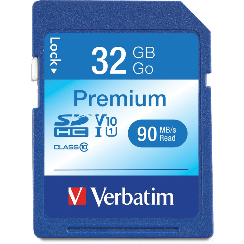 Verbatim 32GB Premium SDHC Memory Card, UHS-I V10 U1 Class 10 - The Supply Room