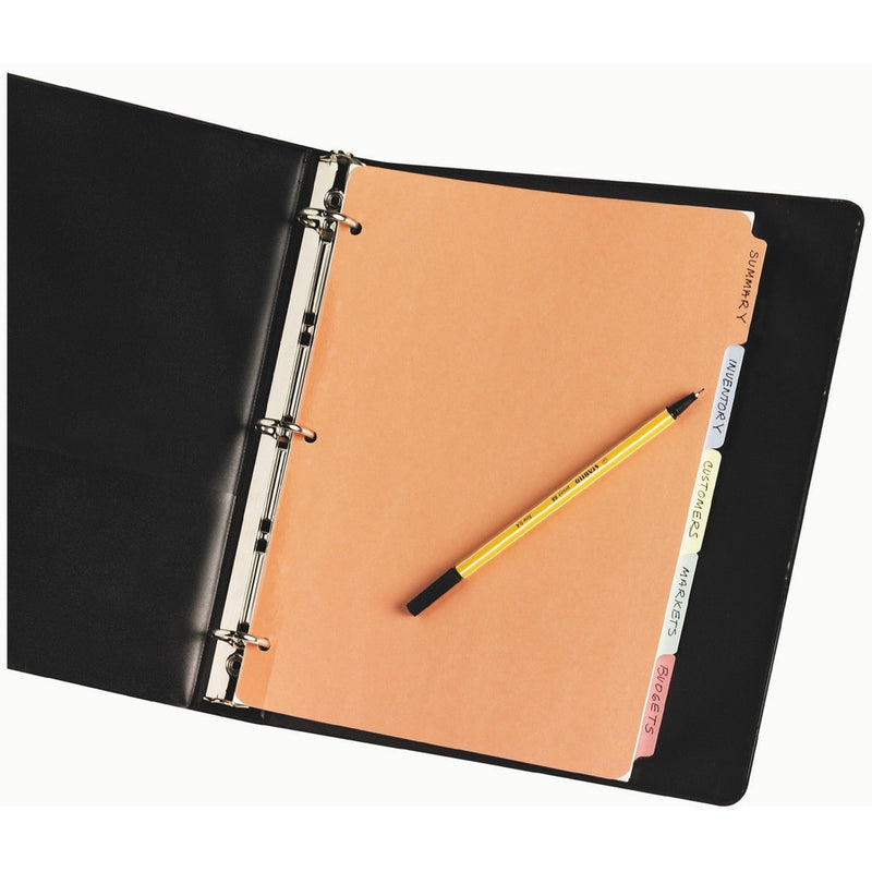 Avery&reg; Plain Tab Write & Erase Dividers, 5 Tabs, Multicolor, 36 Sets (11508)