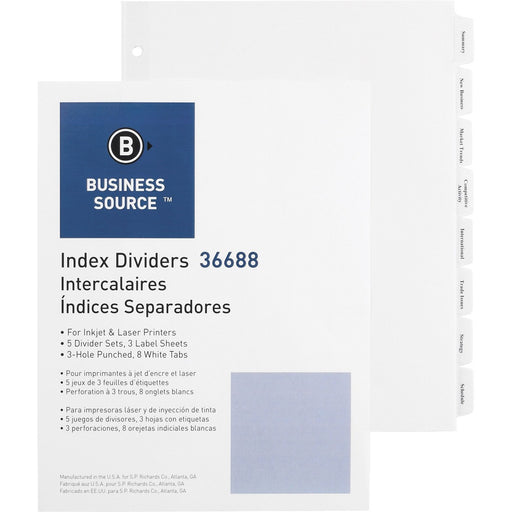 Business Source Punched Tabbed Laser Index Dividers - The Supply Room
