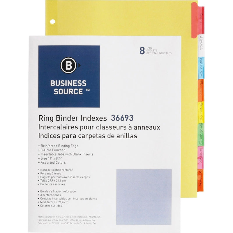 Business Source Insertable Tab Ring Binder Indexes - The Supply Room