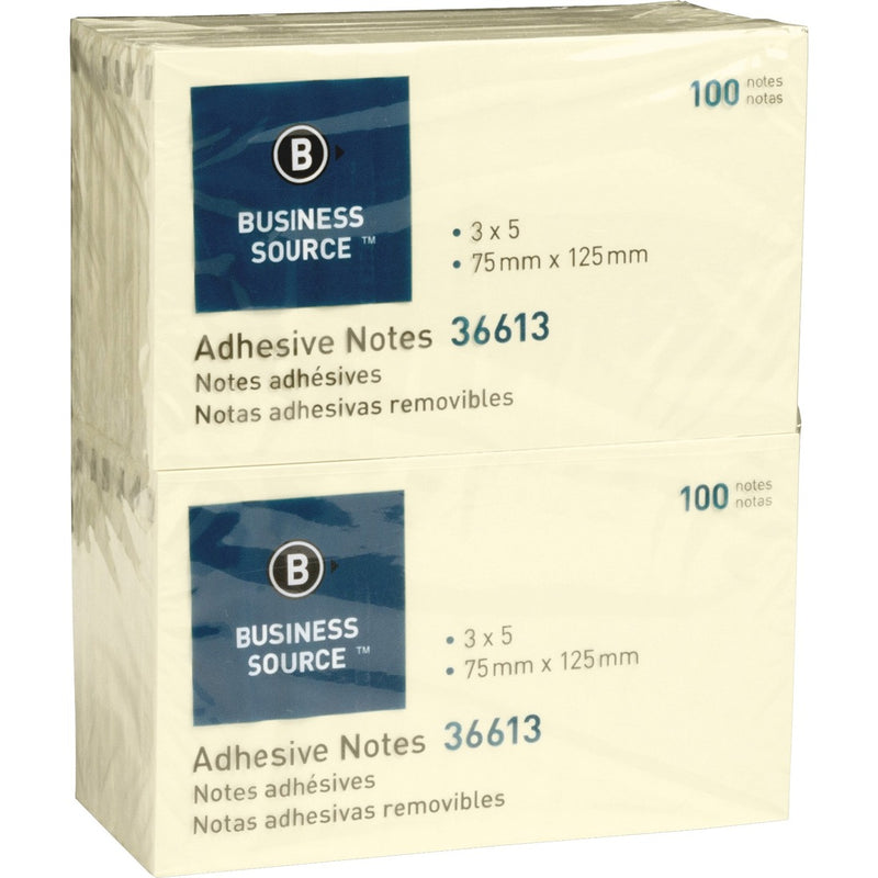 Business Source Yellow Repositionable Adhesive Notes - The Supply Room
