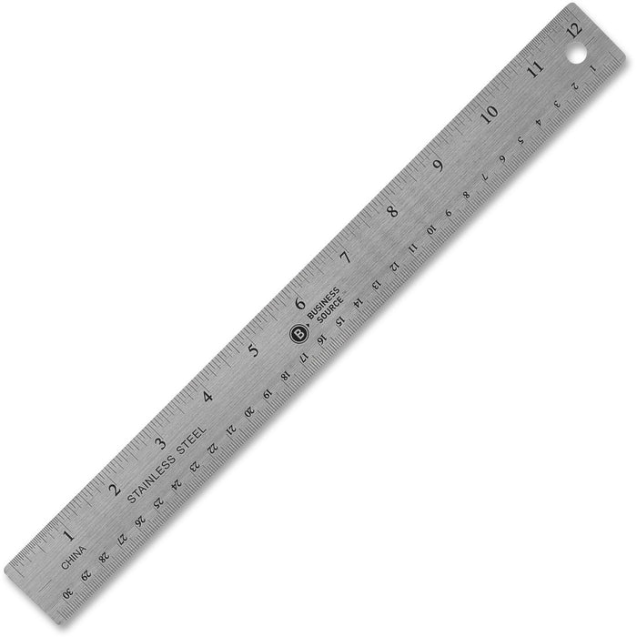 Business Source Nonskid Stainless Steel Ruler 12", 30cm