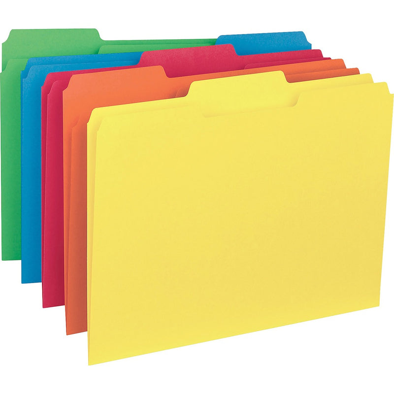 Business Source 1/3-cut Colored Interior File Folders