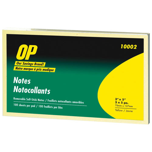 OP Brand Adhesive Note Pad 3"x 5" 5/Pack