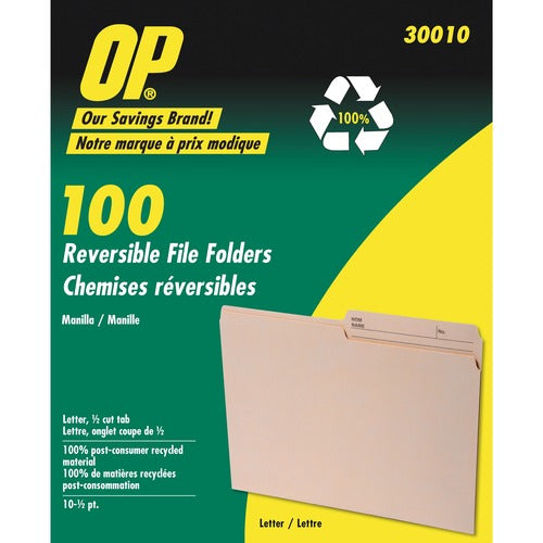 1/2 cut Top Tab File Folder Letter Size Manila - 100/box