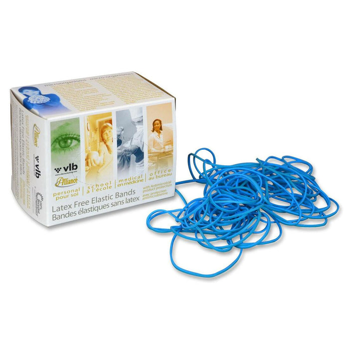VLB Rubber Bands - Size: #24 - 6" (152.40 mm) Length - Antimicrobial, Latex-free - Rubber - Blue - 0.25 lb/Box