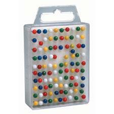 Acme United Map Tack Pushpin - 0.88" (22.23 mm) Shank - 0.13" (3.18 mm) Head - 100 / Pack - Assorted