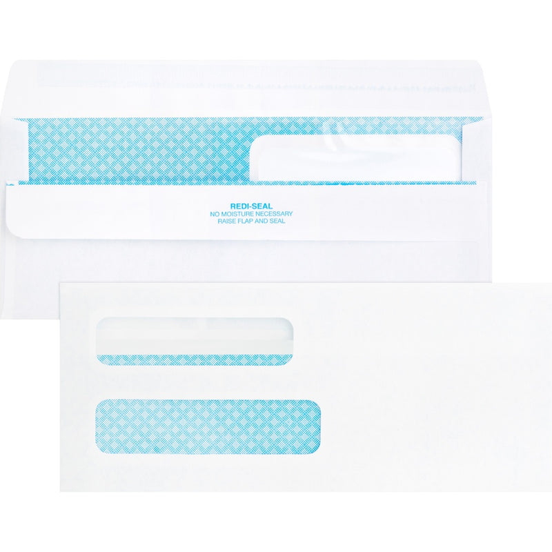 Business Source Double Window No #8, 8-5/8" x 3-5/8" Check Envelopes - 500 / Box
