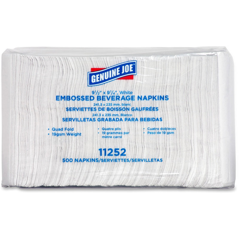 Genuine Joe Quad-fold Square Beverage Napkins - The Supply Room