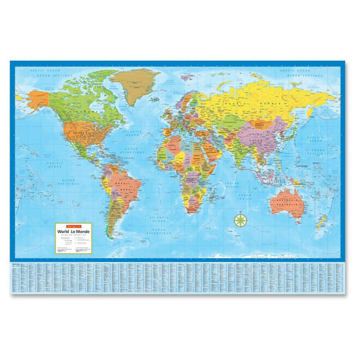 CCC Laminated Bilingual World Wall Map - The Supply Room