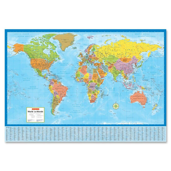CCC Laminated Bilingual World Wall Map
