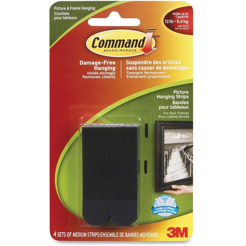 Command Medium Picture Hanging Strips - Black, 17201BLK-C